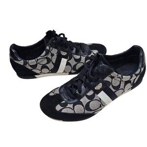 Coach JOSS Womens Signature Black Gray Sneakers Size 9M  Lace Up Casual